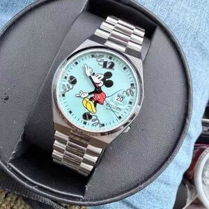 Disney Silver and Aqua Mickey Mouse Watch